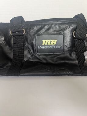 Meadow Burke Black Leather Travel Duffle - TLB Logo